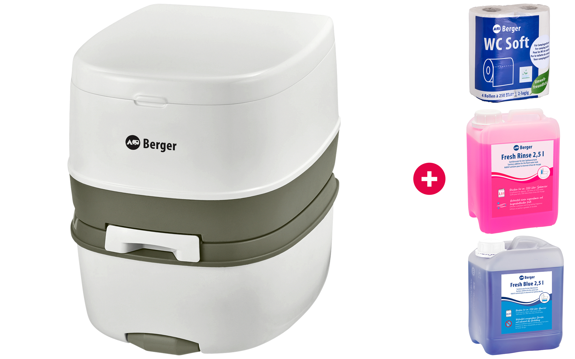 Berger Nolira Supreme Mobil WC Starter-Set mit Campingtoilette, Toilettenpapier und