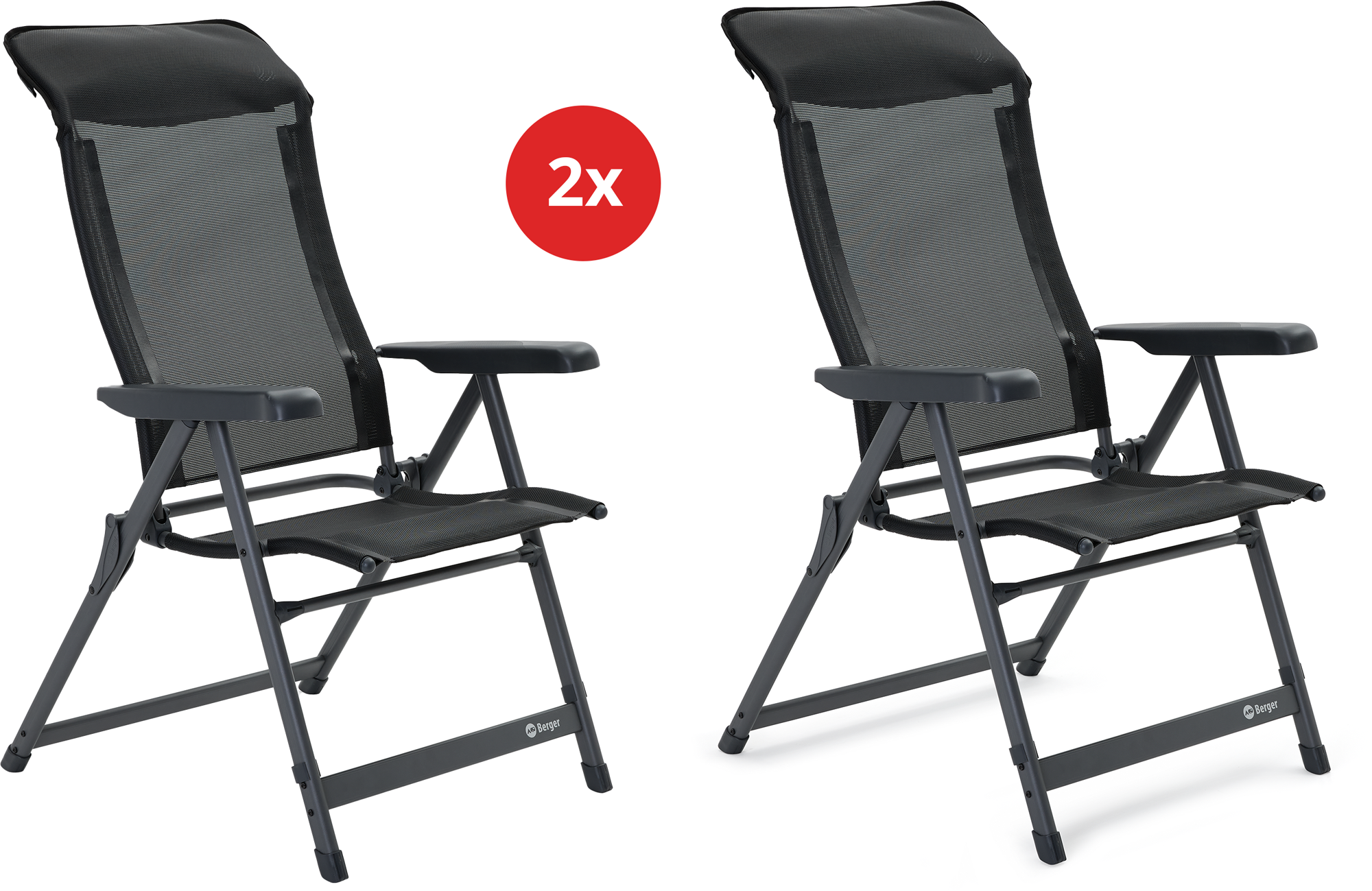 Berger Iseo Luxus Schwarz 2er-Set - Klappstühle