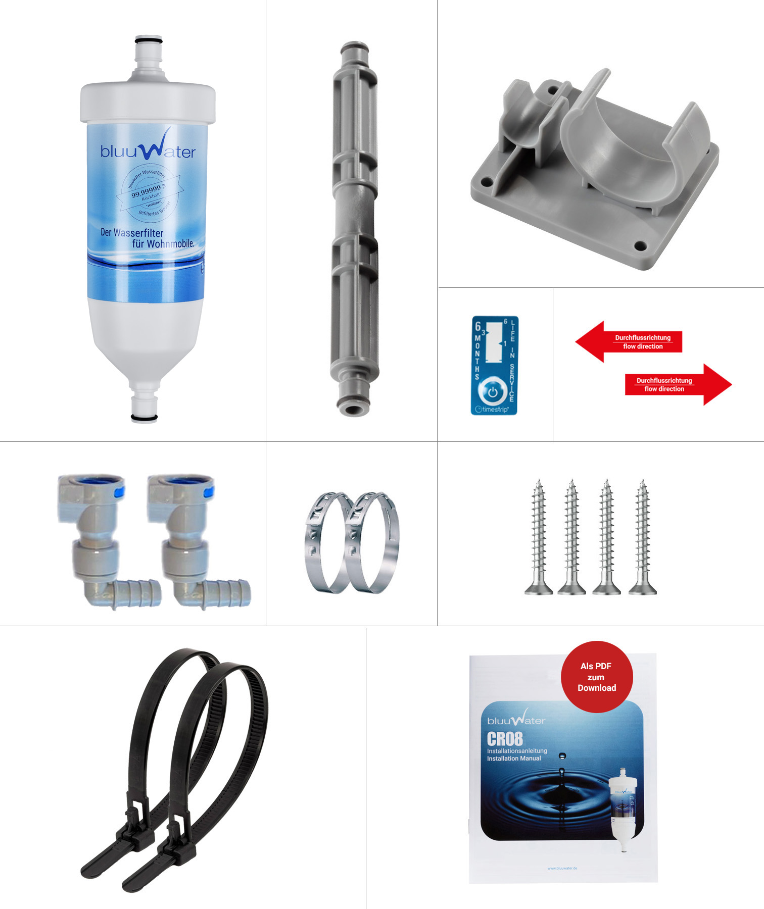 bluuwater CR08 Einbauset 10 mm Wasserfilter