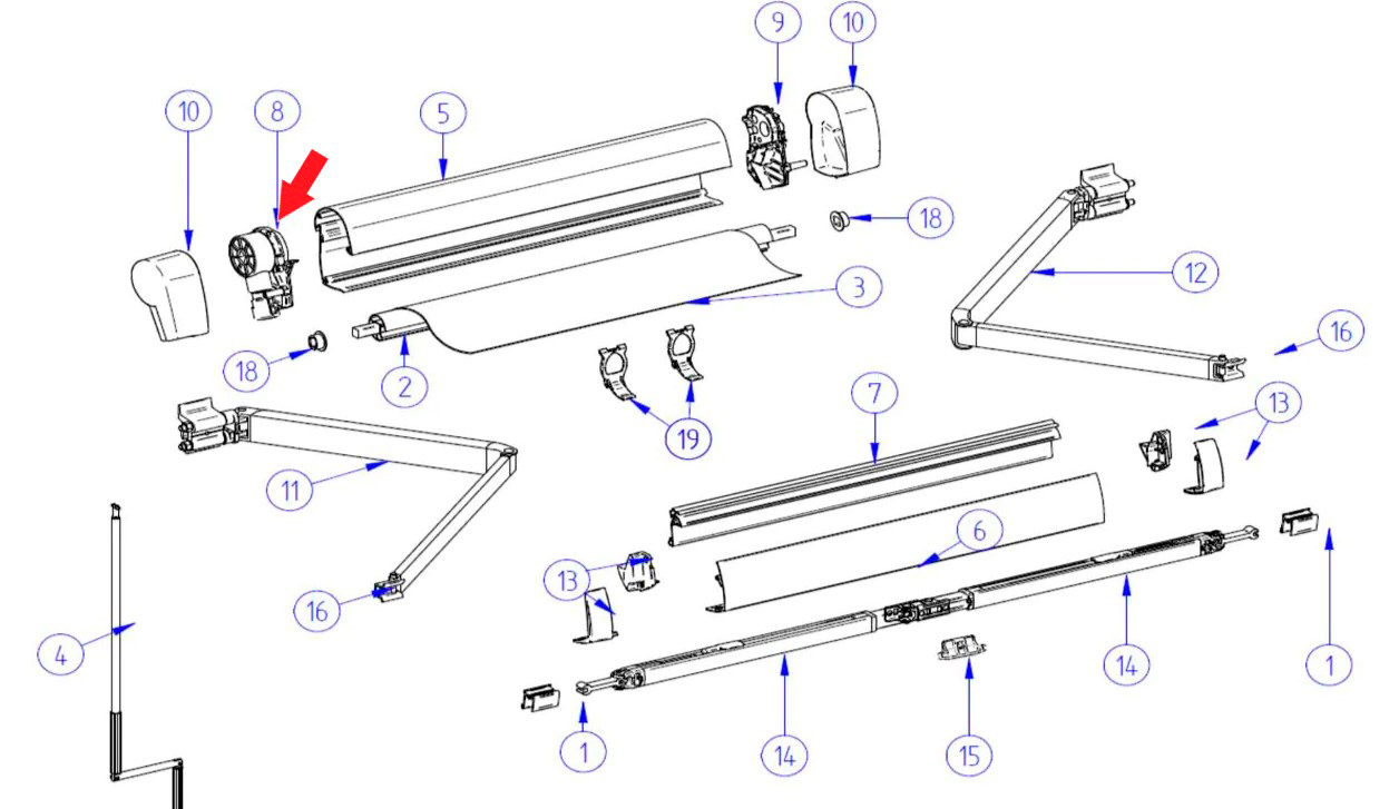 Thule Endplatte links inkl. Kurbelwerk passend zu Thule Omnistor