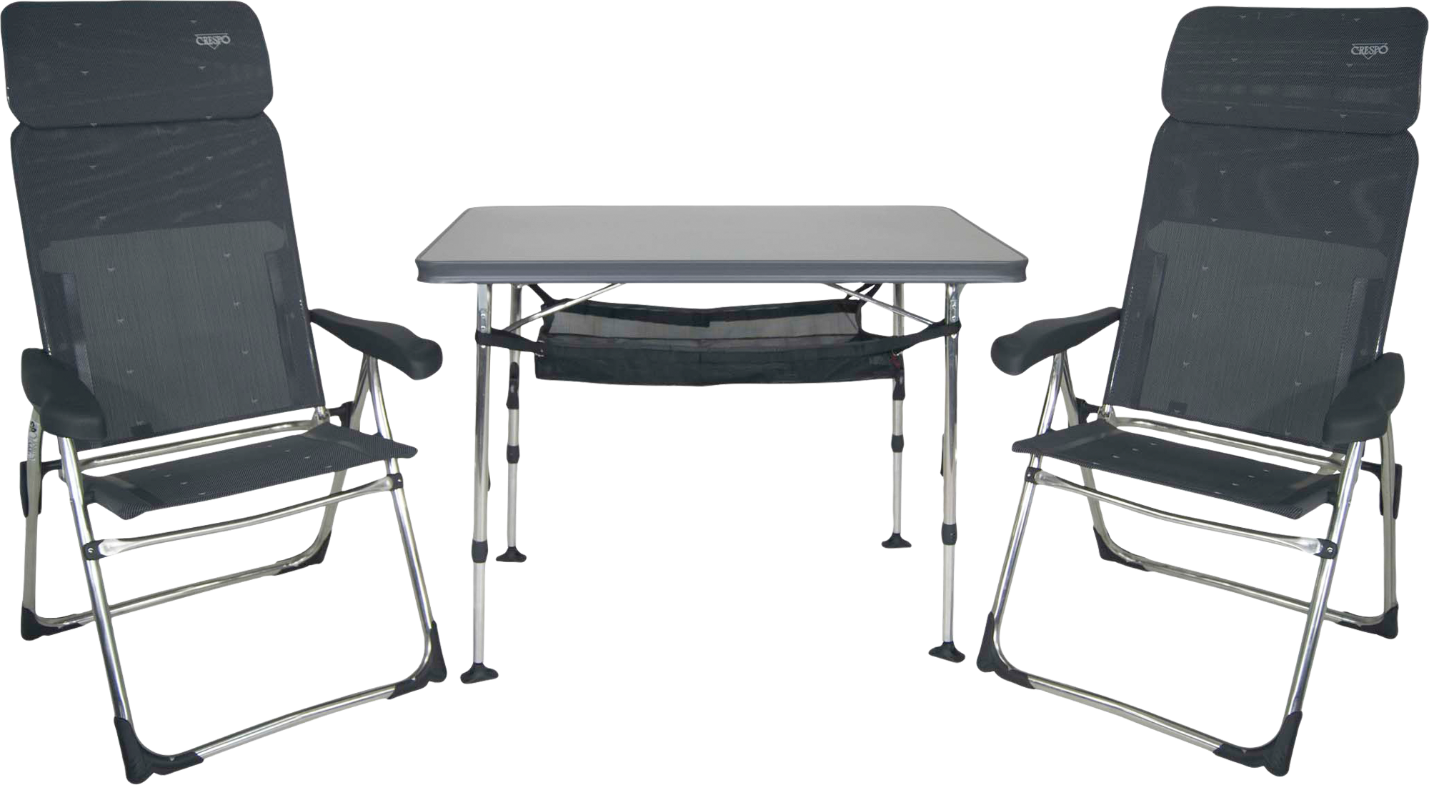 Crespo AL/213-CTM-40 Campingmöbel-Set 3-teilig mit höhenverstellbarem Tisch / 2 Klappstühlen /