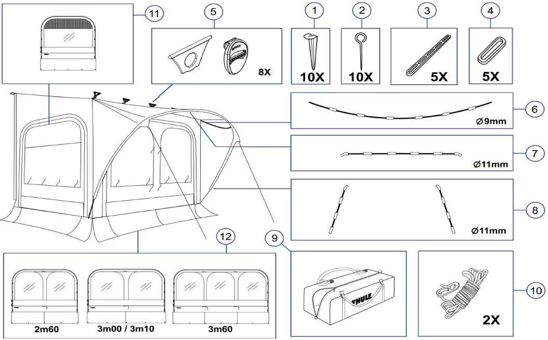 Thule QuickFit Baldachin-Gestänge Dachbogen 3,6 m - Zelt-Gestänge & Zubehör