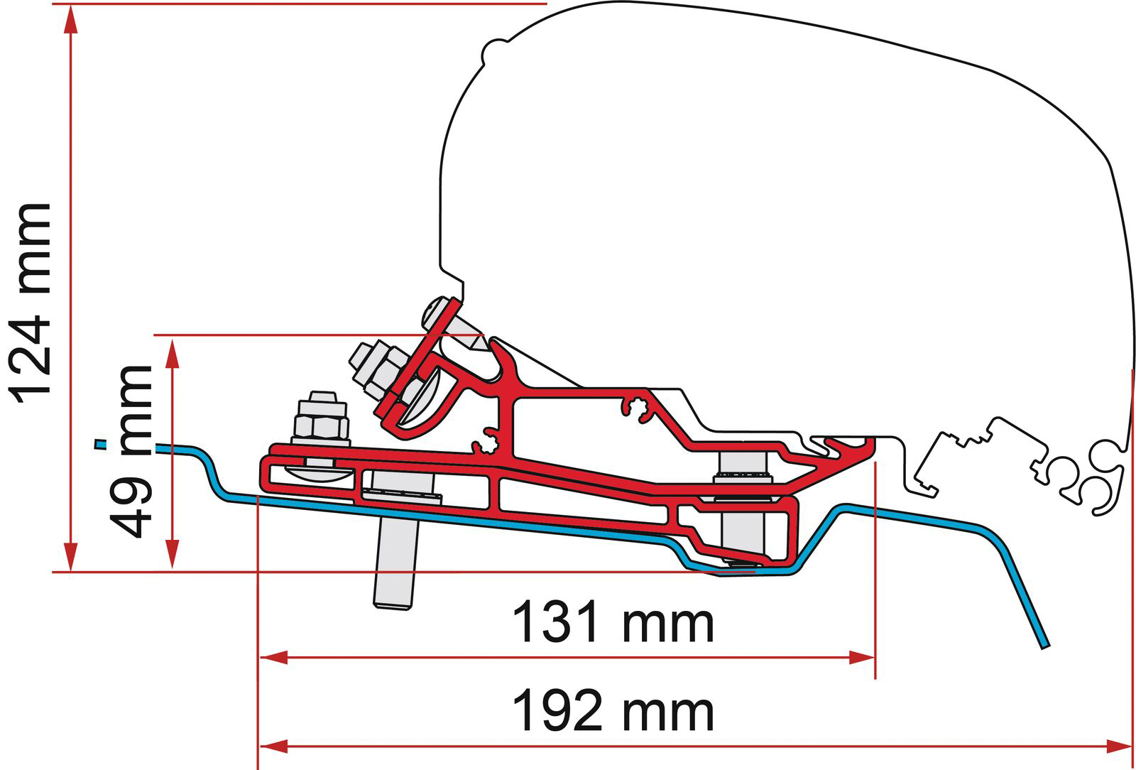 Fiamma Adapter Ford Transit L3 H3 für F80