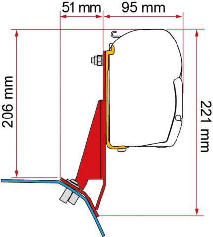 Fiamma Kit Ford Custom V 710 / VW Transporter ab 2025 Lift Roof Spezialhalterung für Markise
