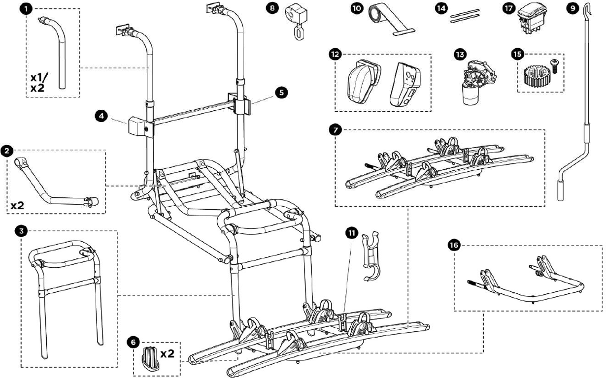 Thule Schienenbügel für Lift 16V Fahrradträger Ersatzteil Nr.