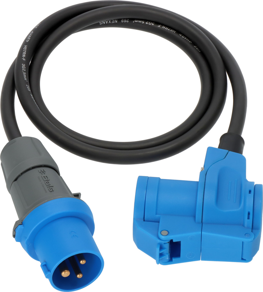Brennenstuhl CEE Camping Verlängerungskabel CEE Stecker auf Winkelkupplung Schutzkontakt Steckdose 230 V / 16 A Schwarz