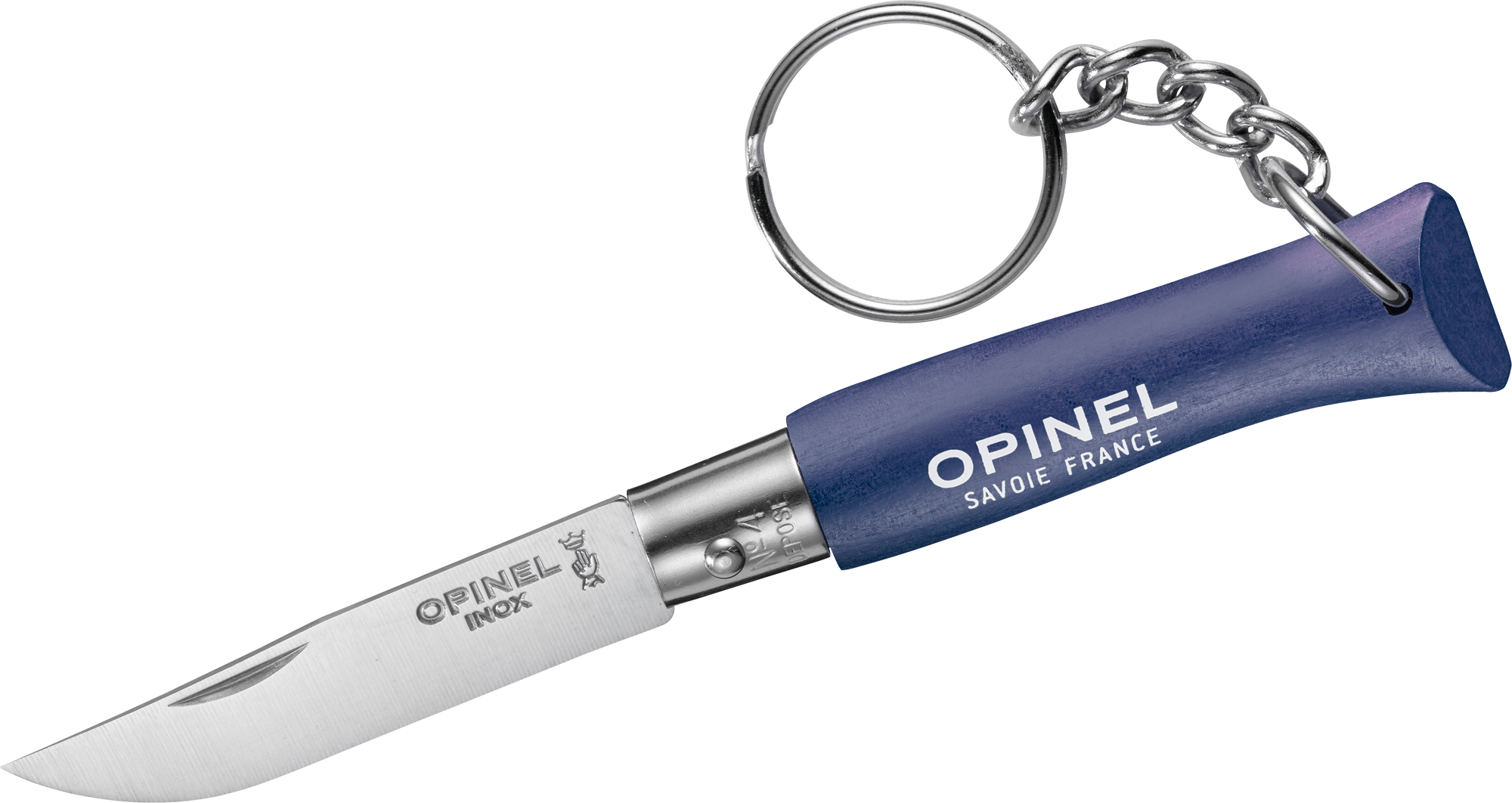 Opinel N°04 Colorama Taschenmesser mit Schlüsselanhänger Klingenlänge 5 cm blau