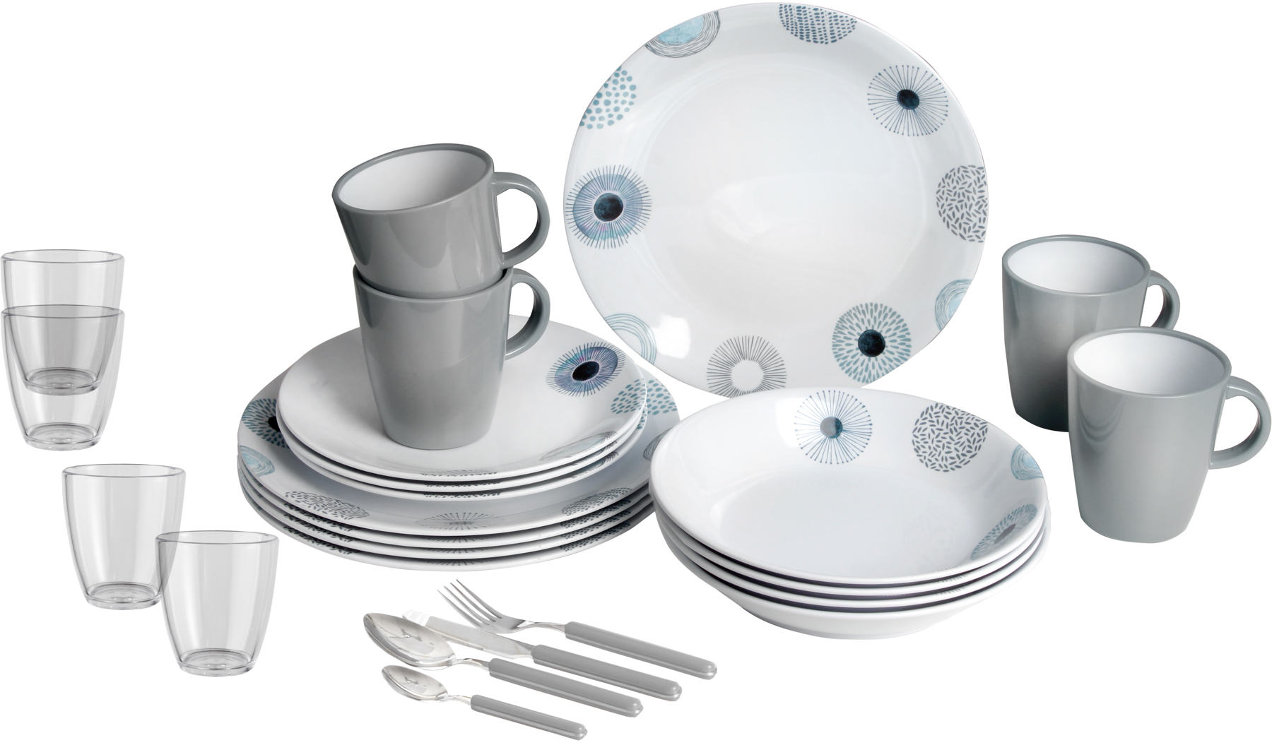 Brunner All Inclusive Melamin Deep sea Geschirrset Antirutsch, BPA-frei und bruchunempfindlich 36-teilig  - Kunststoff und Melamin Geschirr-Sets