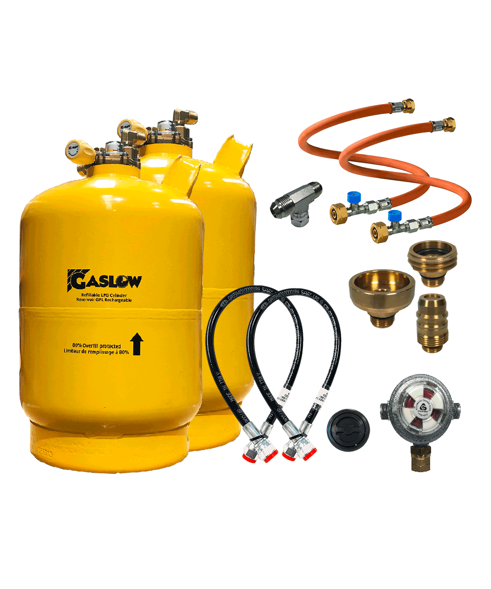 Gaslow Doppel Zylinder Kit mit Einfüllstutzen 6 kg