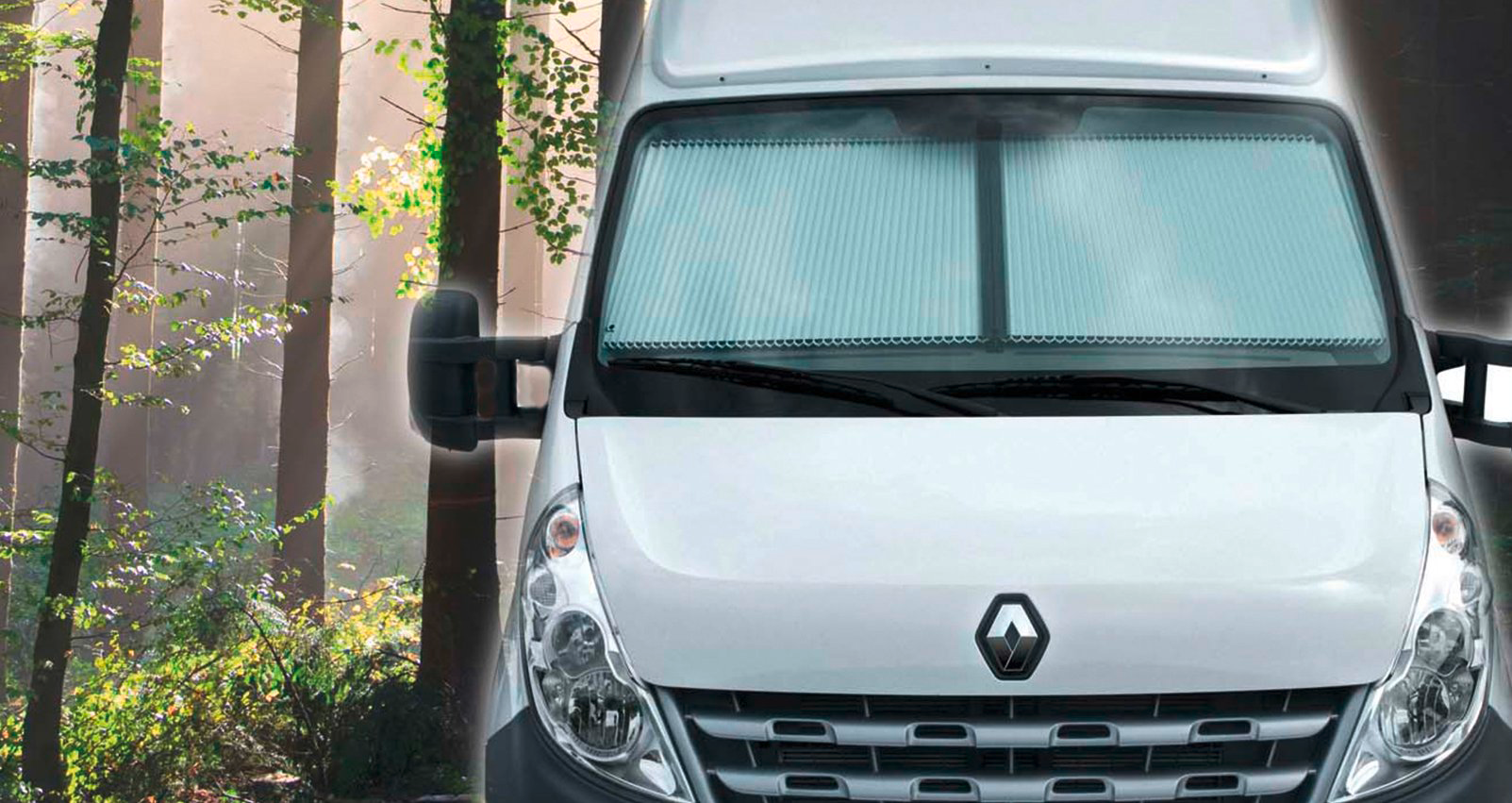Remis REMIfront vertikales verschließbare Fahrerhausverdunkelung für IV Renault Master 2011 - Q3 / 2019  grau / hellbeige