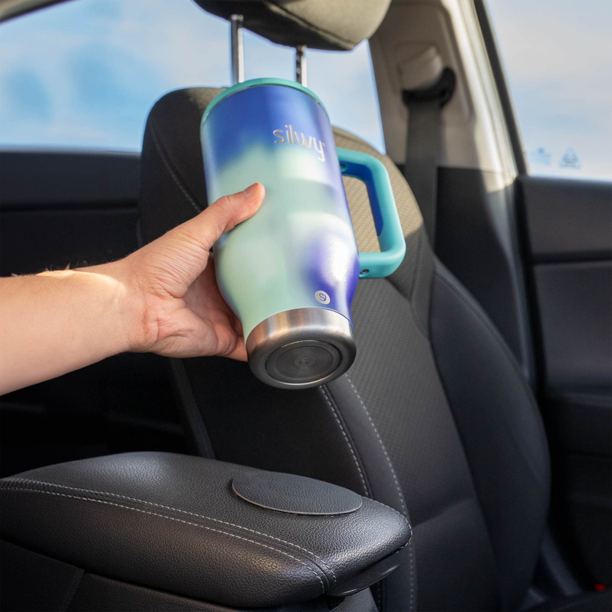 Silwy Magnet Tumbler Isolierbecher aus Edelstahl mit Griff und Metall-Nano-Gel-Pad 900 ml