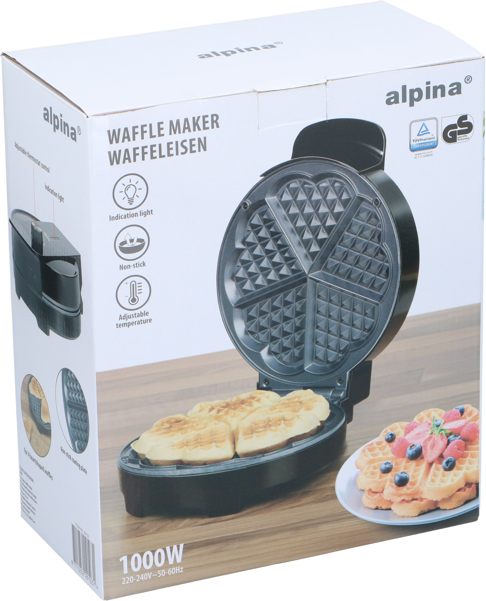 Alpina K-905 Herz-Waffeleisen 1000 W für 5 Herzwaffeln - Kochgeräte & sonstiges