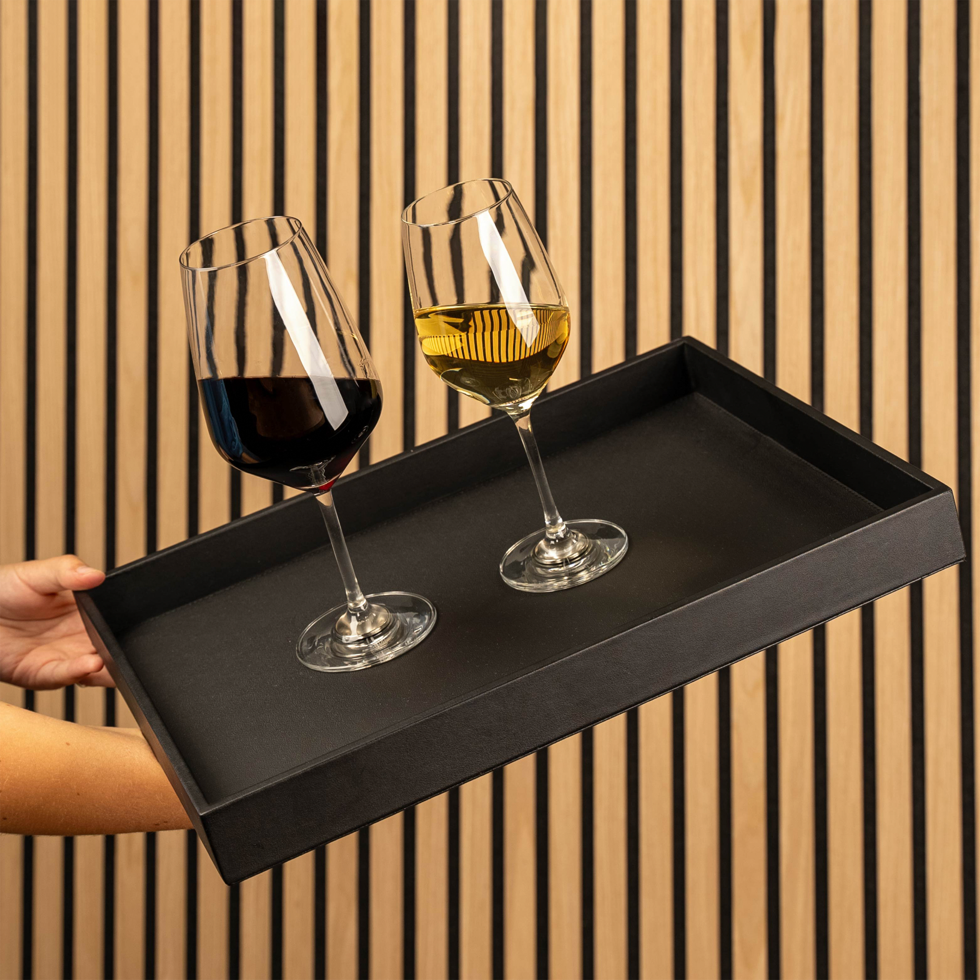 Silwy Metall Tablett Leder-Look 41,5 x 31,5 x 4