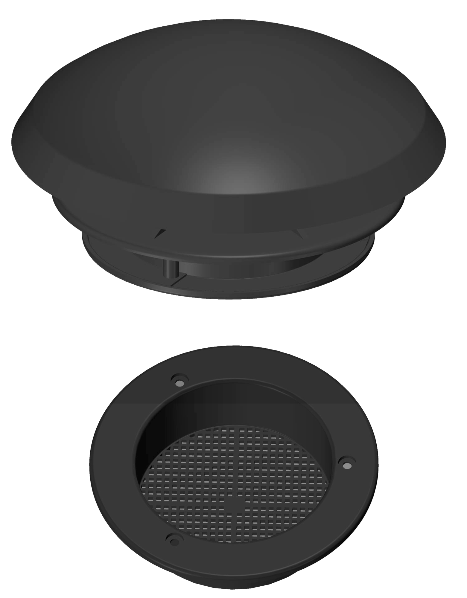 Knorz Dachlüfter mit Fliegengitter 190 mm schwarz - Dachlüfter