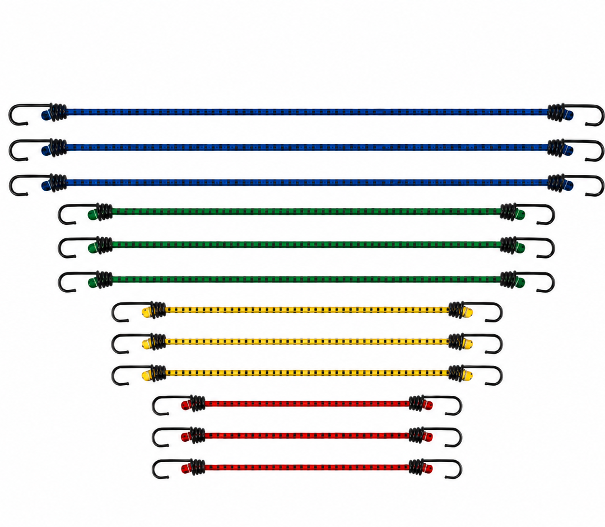Berger TravelLock Gepäckband-Set elastisch 12-tlg. mit Stahlhaken 30 bis 80 cm - Ladungssicherung & Befestigung