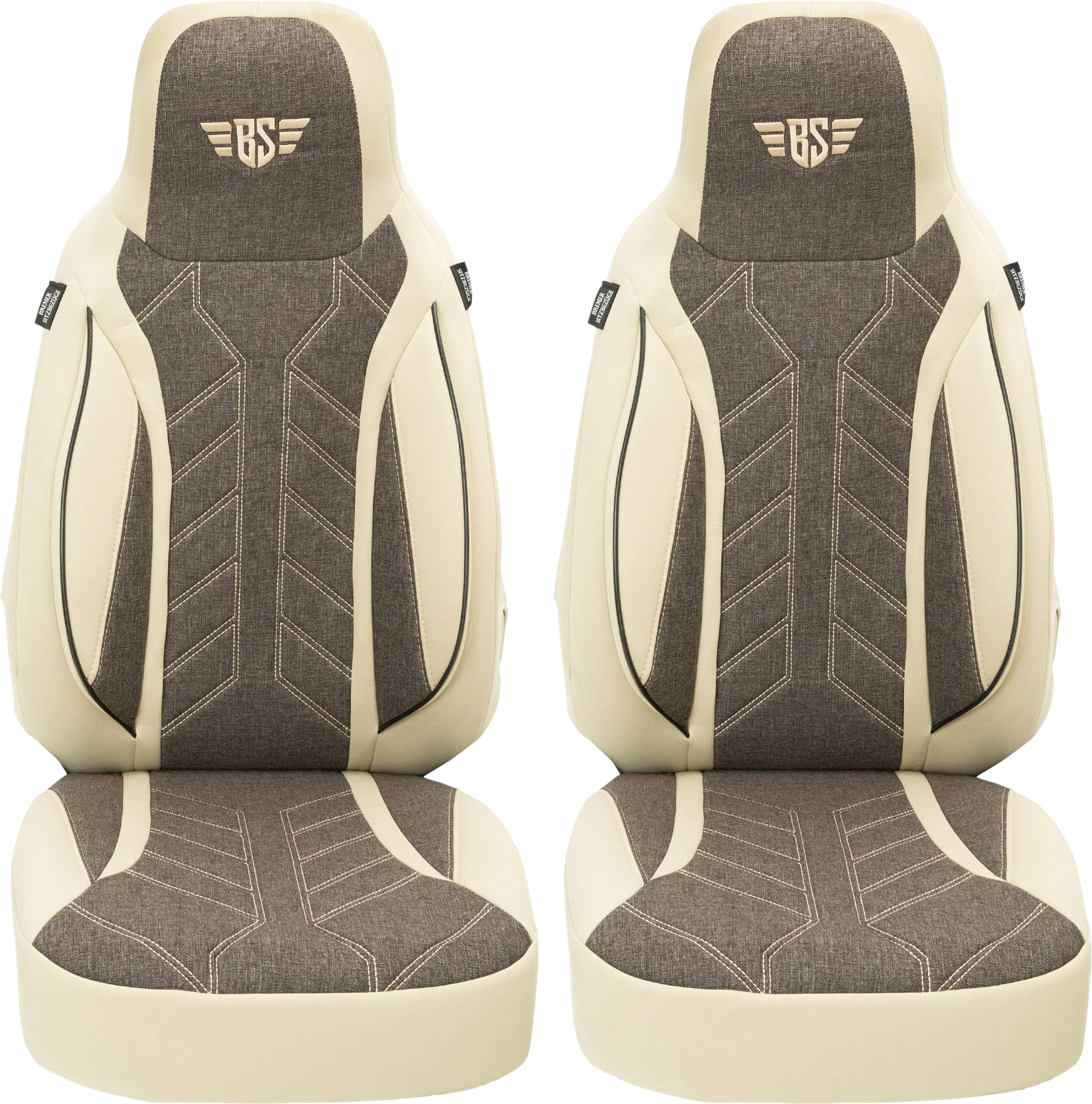 Bremer-Sitzbezüge Wohnmobil Schonbezüge 2 Stück für Ducato / Jumper / Boxer beige/braun - Sitzbezüge
