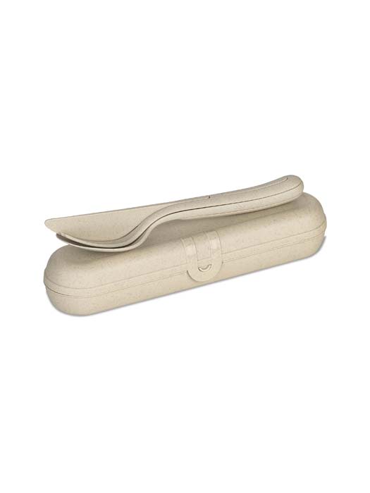 Koziol Besteck Etui + Besteckset KLIKK READY 2er-Set Nature
