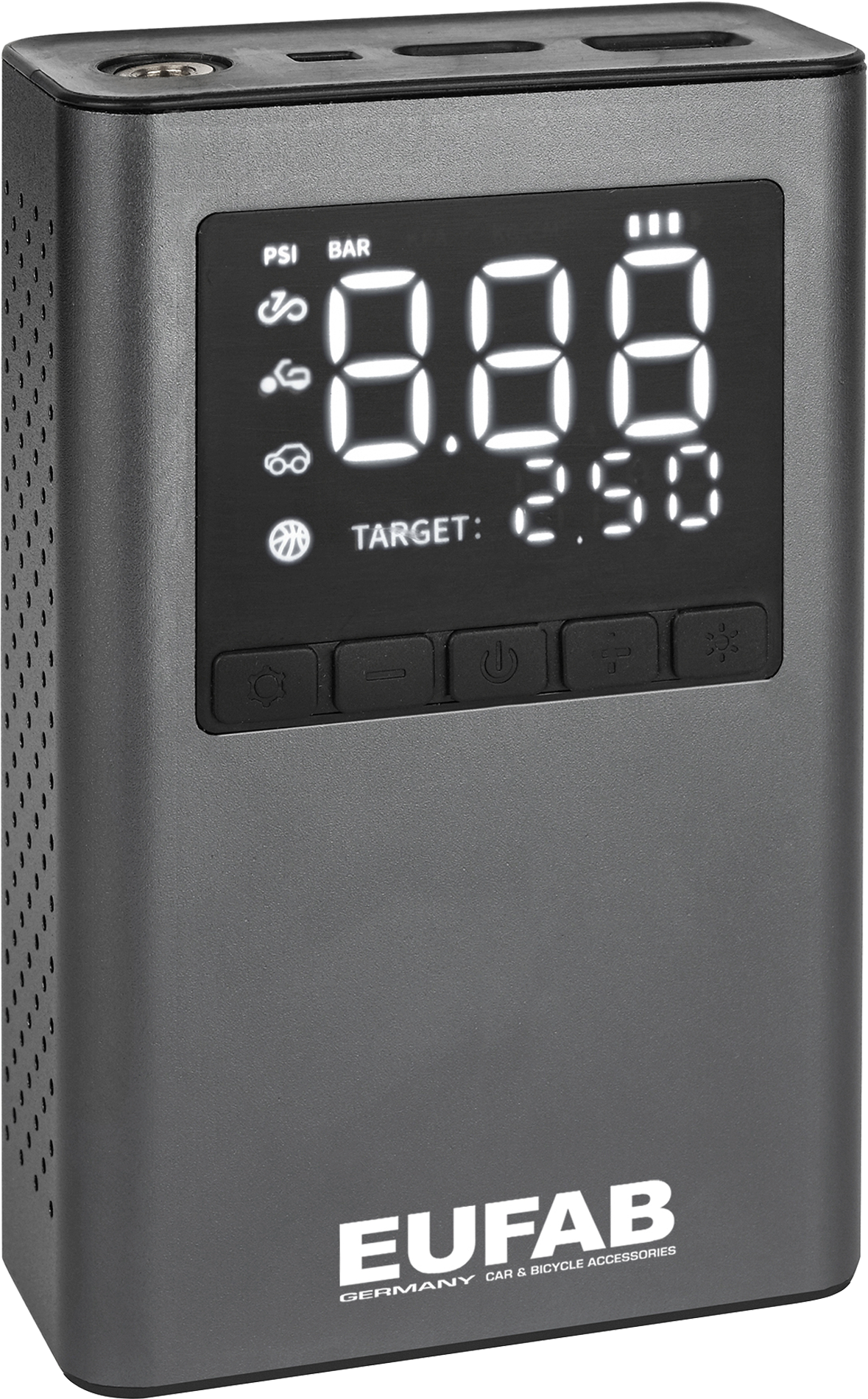 Eufab batteriebetriebener Mini Kompressor mit integrierter Powerbank 800 mAh - Outdoor