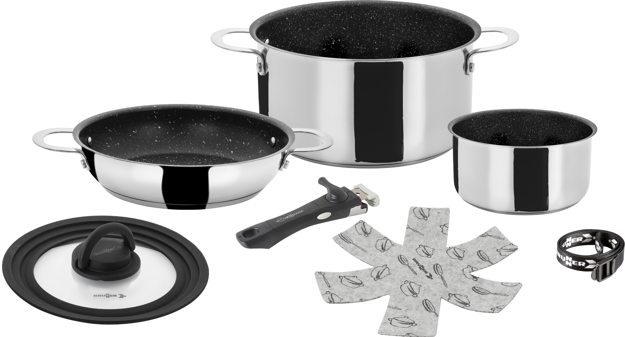Brunner Academy Vacuum Kochtopfset 5+1 stapelbar Ø 22
