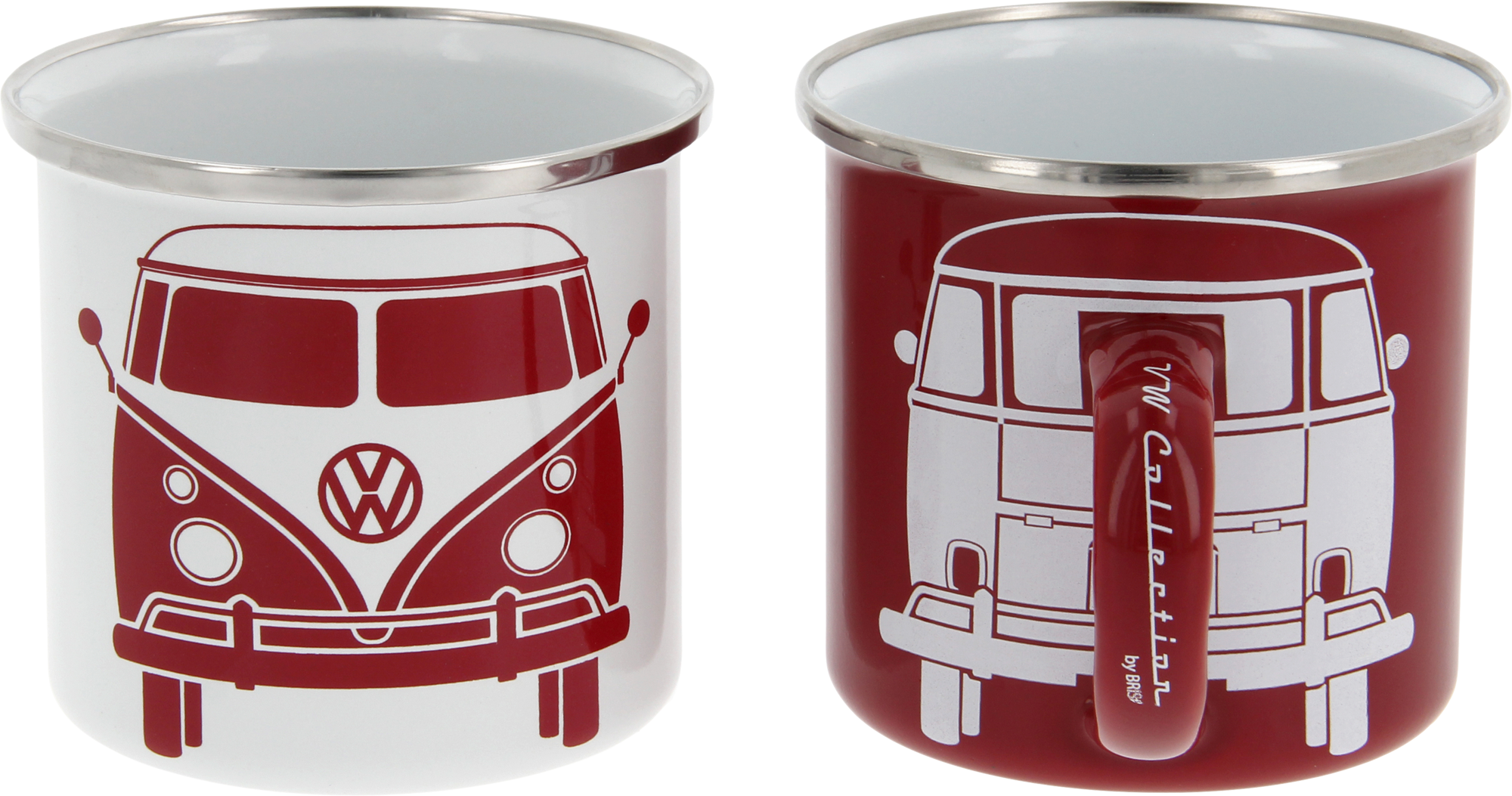 VW Collection T1 Bus Emaille Tassen Set 2 Stück 350 ml