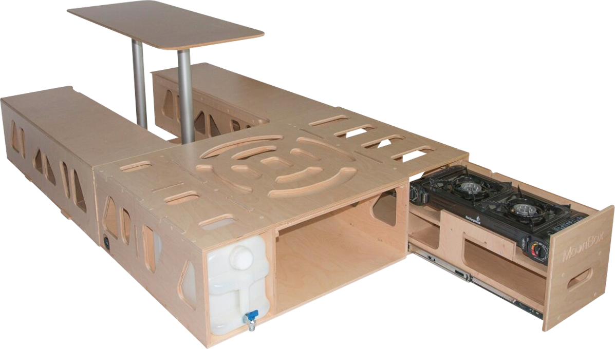 Moonbox Campingbox 115 mit Tisch passend für Van/Bus UV-Lack  - Ausbauboxen & Campingboxen