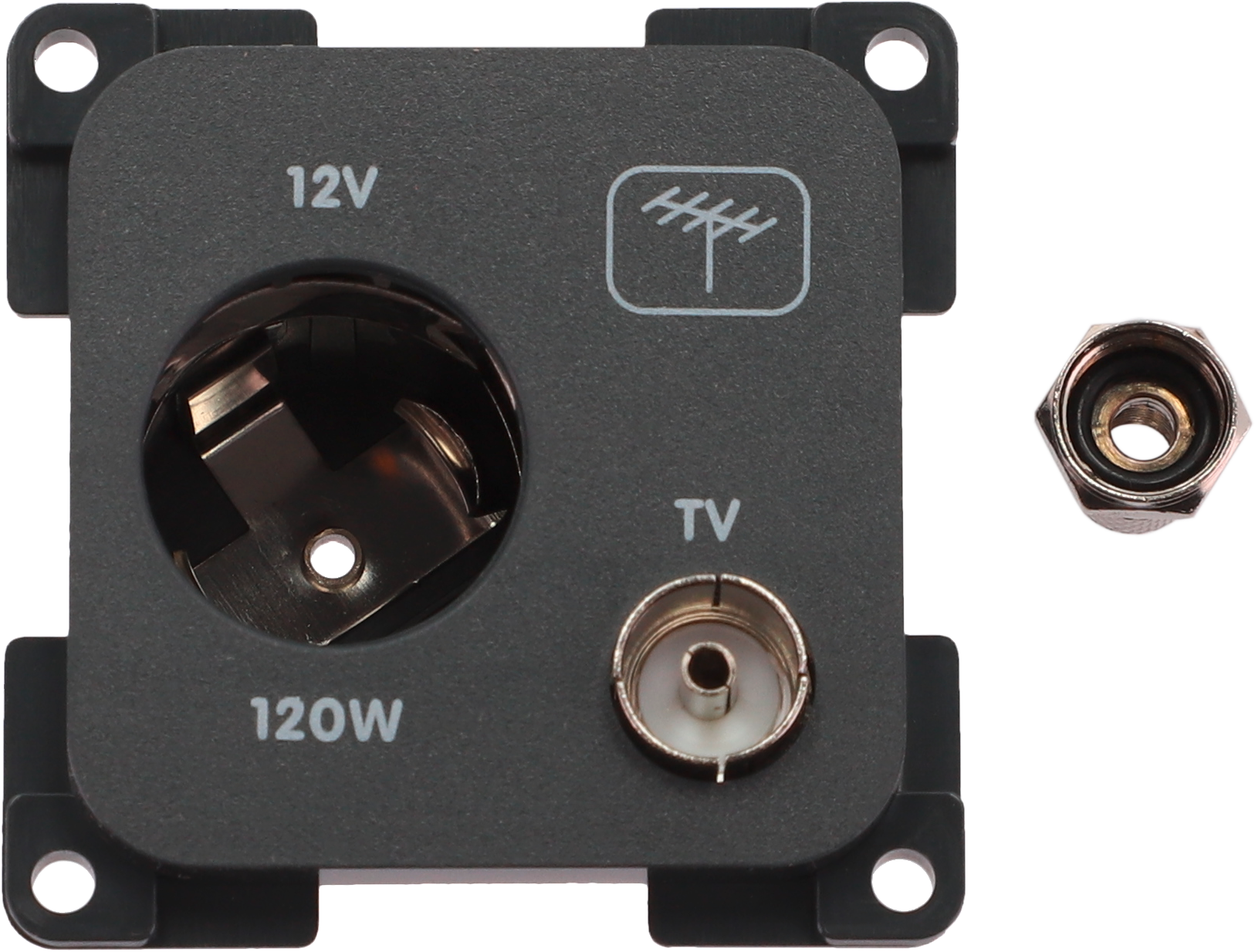 Inprojal System 10.000 Kombi Steckdose 12V mit TV 5 mm schiefergrau - 12 / 24 V Einbausteckdosen