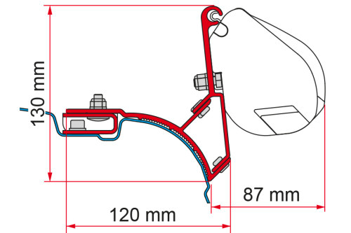 Fiamma Kit VW T5/T6 Multivan Transporter RHD Markisenadapter für Fiamma
