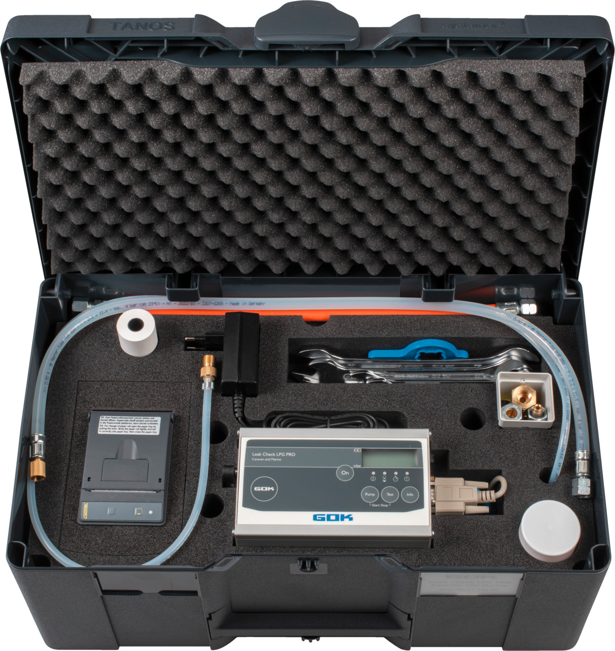 GOK Leak Check LPG PRO Prüfgerät für Flüssiggasanlagen mit Drucker & Akku bis 200 mbar - Lecksuche, Gasmessung & Gaswarnung