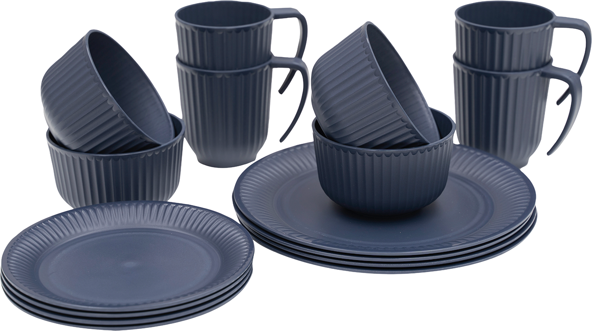Outwell Delish Geschirr-Set für 4 Personen navy night - Kunststoff und Melamin Geschirr-Sets