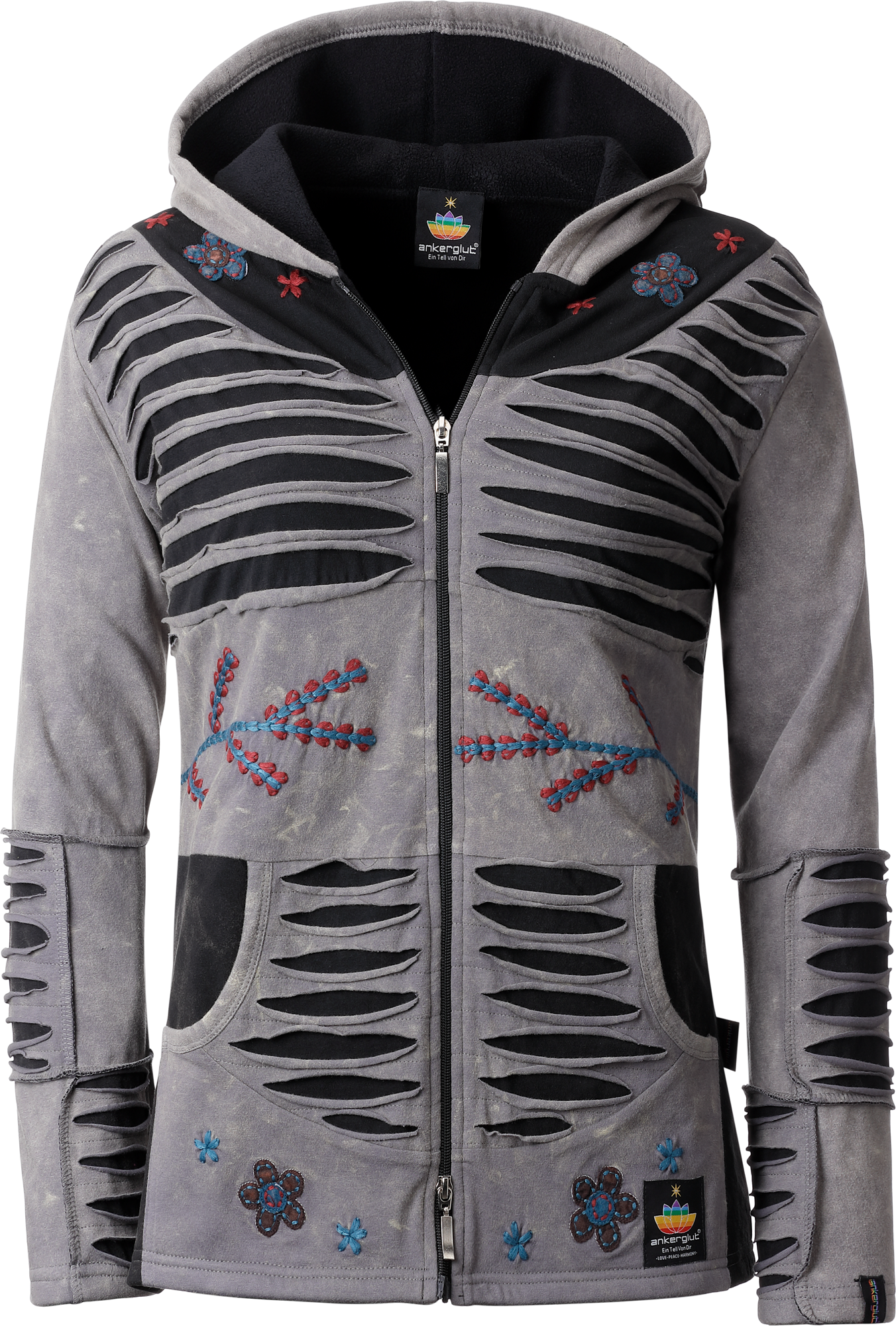 Ankerglut Ankerglutsonne Damen Patchwork Jacke dunkelgrau 48 - Damenjacken