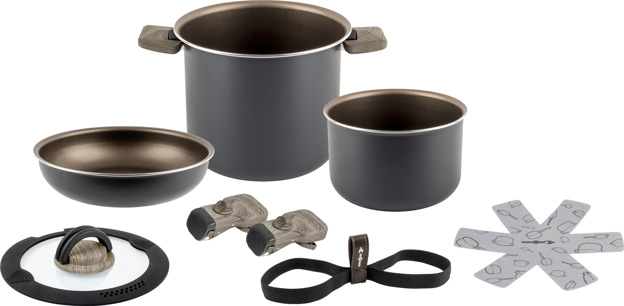 Brunner Torralta Spacemaster Kochtopfset 8-teilig Aluminium stapelbar Ø 20 cm - Kochgeschirr-Sets