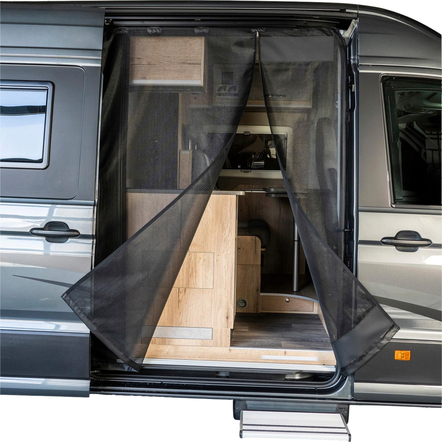 Mayr Van Schiebetürenmoskitonetz mit Magnetreißverschluss geeignet für Crafter / Grand California mit Maschenweite Fine Mesh für Beifahrerseite