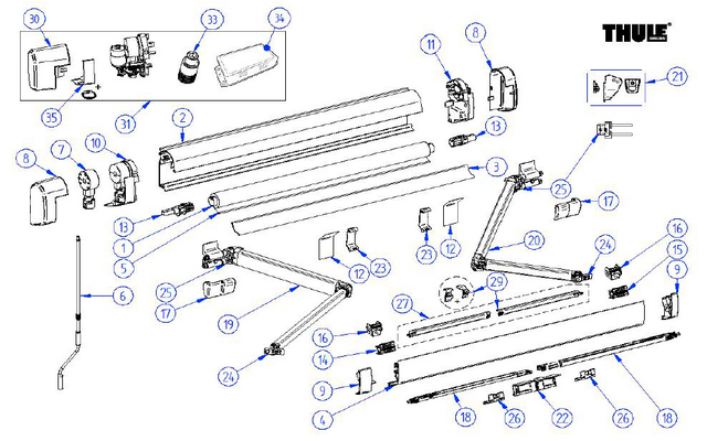 Thule Markisenadapter PSA Minivan - Für Markise 4200 Linkslenker