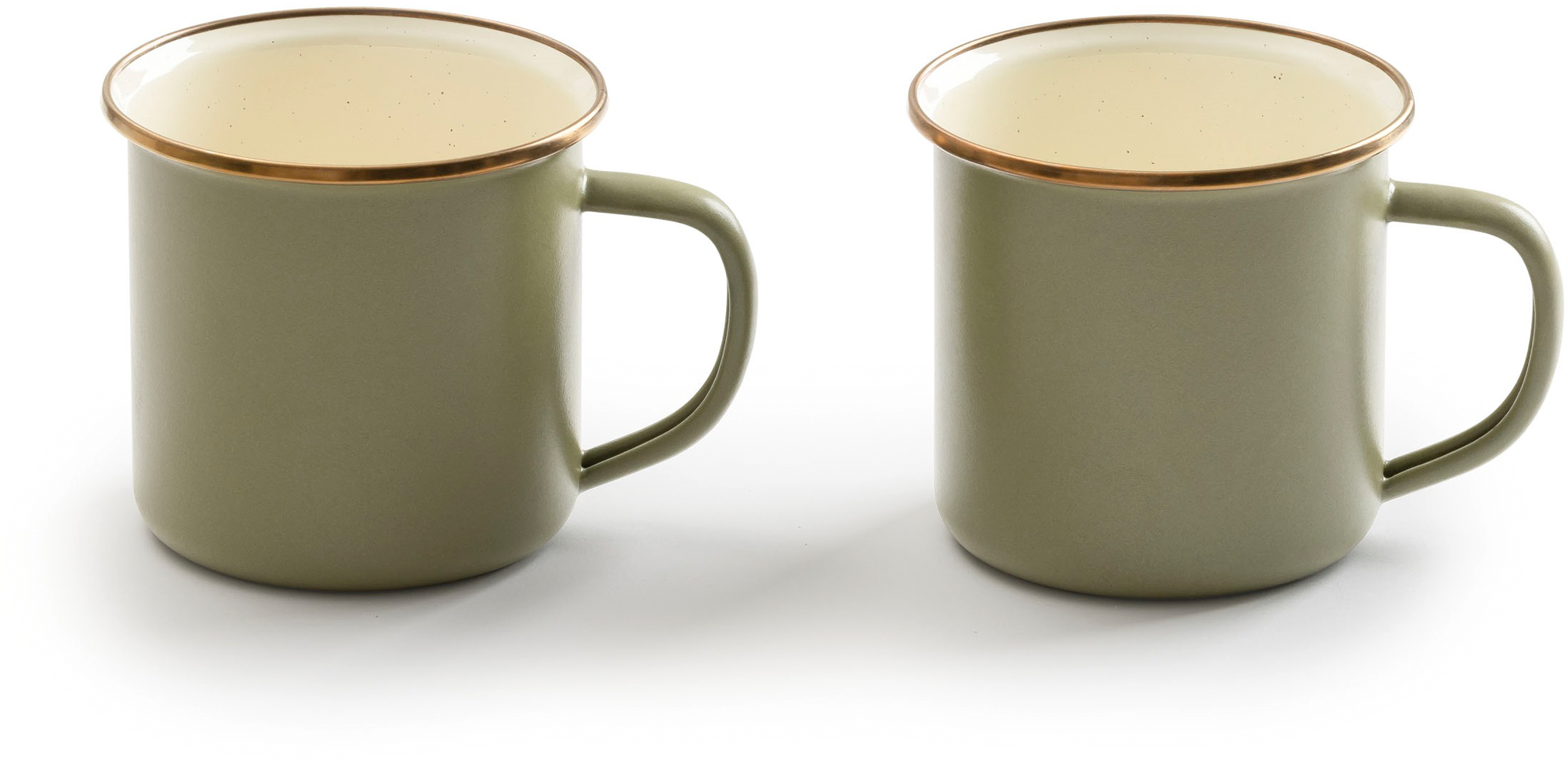 Barebones emaillierte Tassen-Set Enamel 2 teilig olive - Becher & Tassen