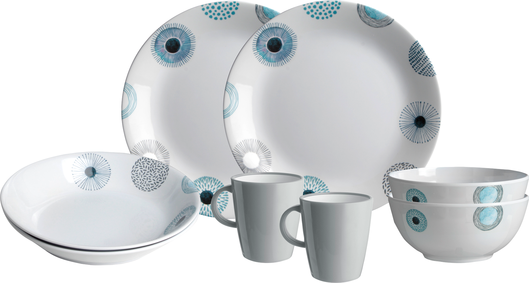 Brunner Tete-a-Tete Geschirr-Set 8-tlg. deep sea für 2