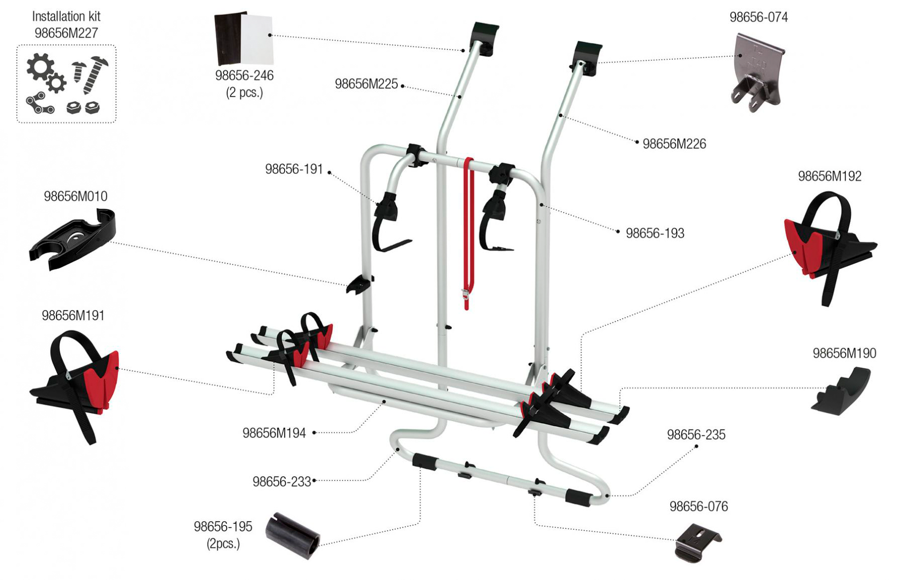 Fiamma Montagesatz für Carry Bike VW T4D RS Fiamma Artikelnummer