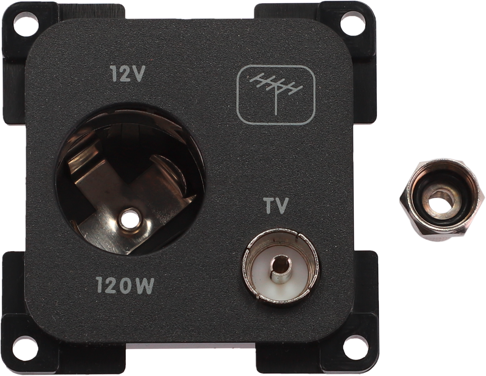 Inprojal System 10.000 Kombi Steckdose 12V mit TV 5 mm schwarz - 12 / 24 V Einbausteckdosen
