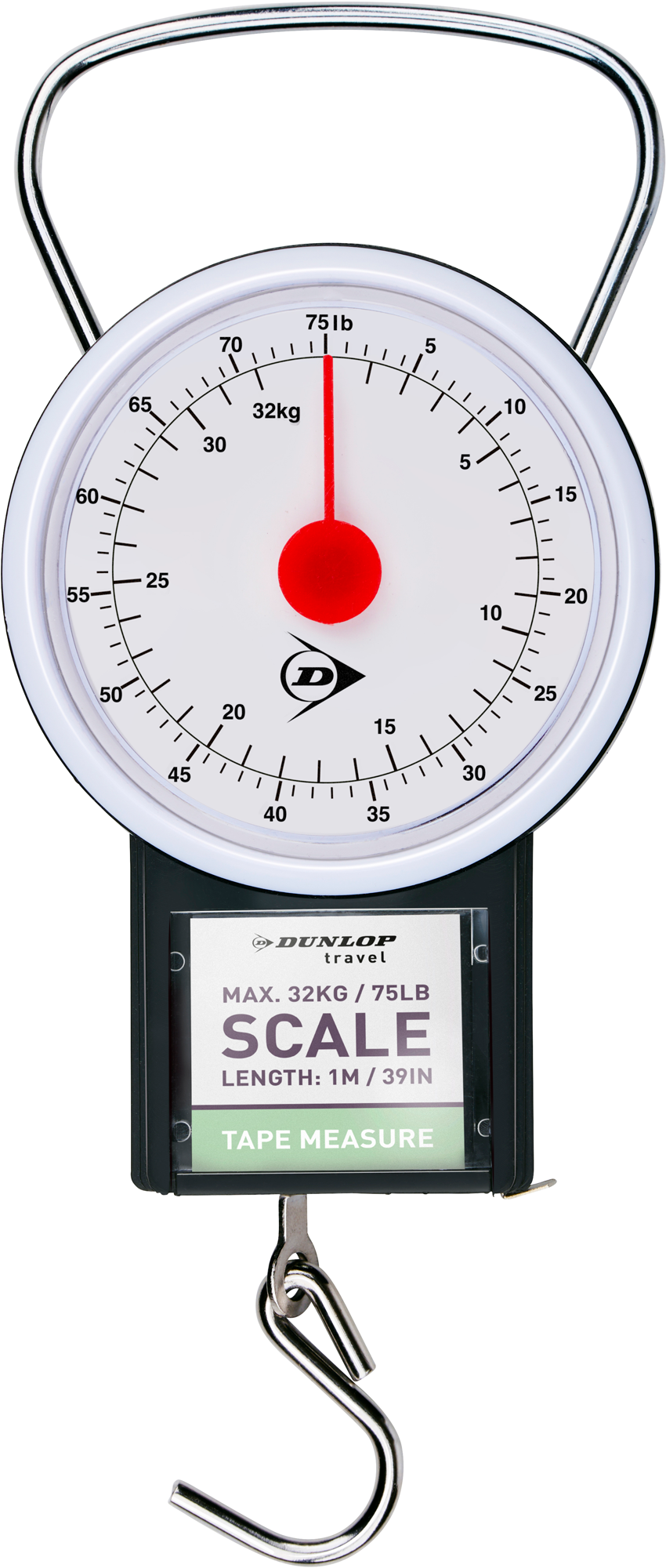 Dunlop Gepäckwaage analog mit integriertem Maßband bis 32 kg - Outdoor Zubehör