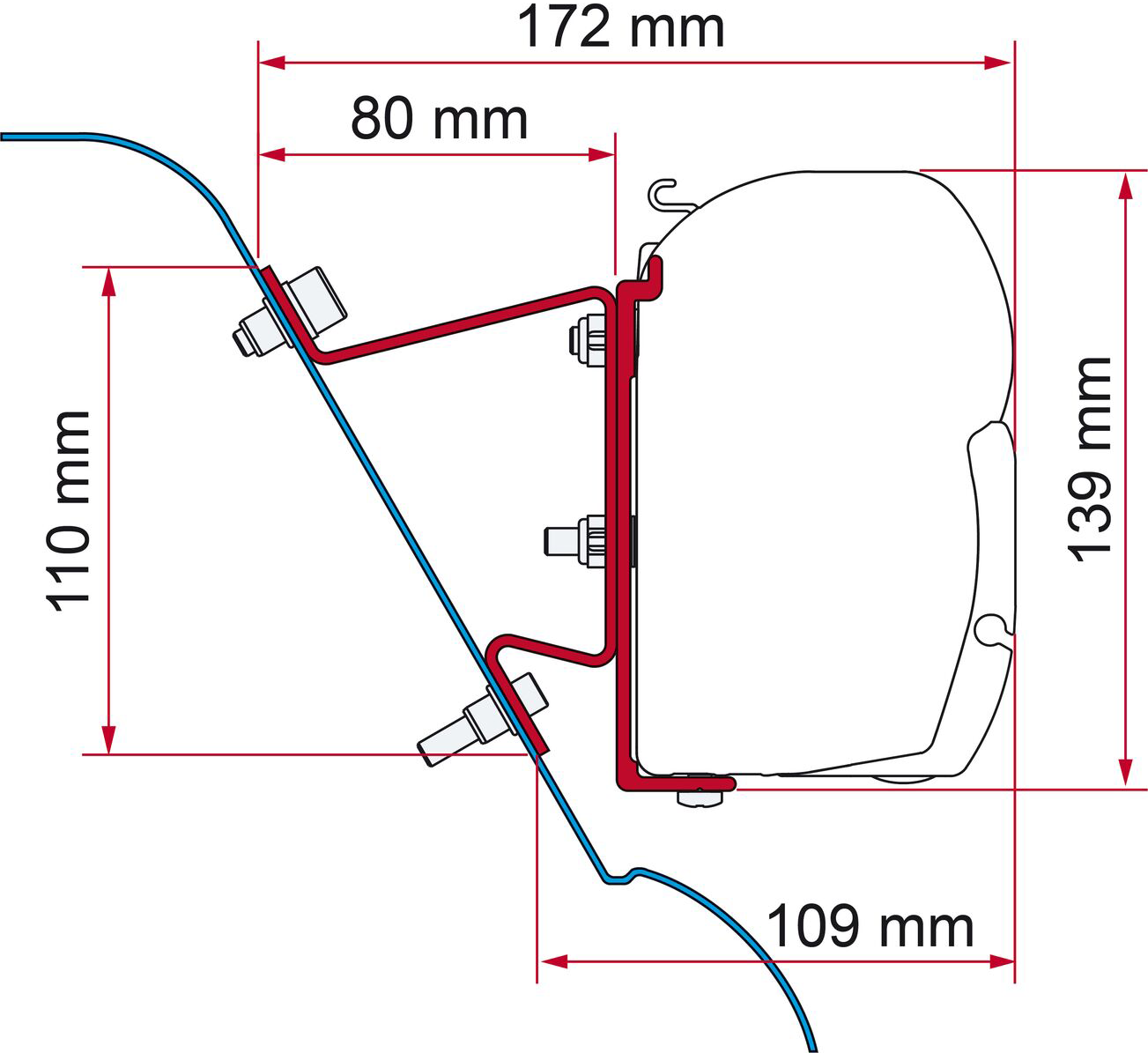 Fiamma Kit Mercedes Sprinter H3 VW Crafter H3 Markisenadapter für F45 Ersatzteilnummer