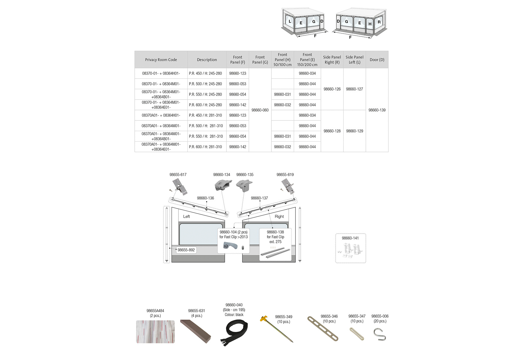 Fiamma Endstück Fast Clip recht hinten für Privacy Room F45 / F65 / Light / Fiamma Artikelnummer