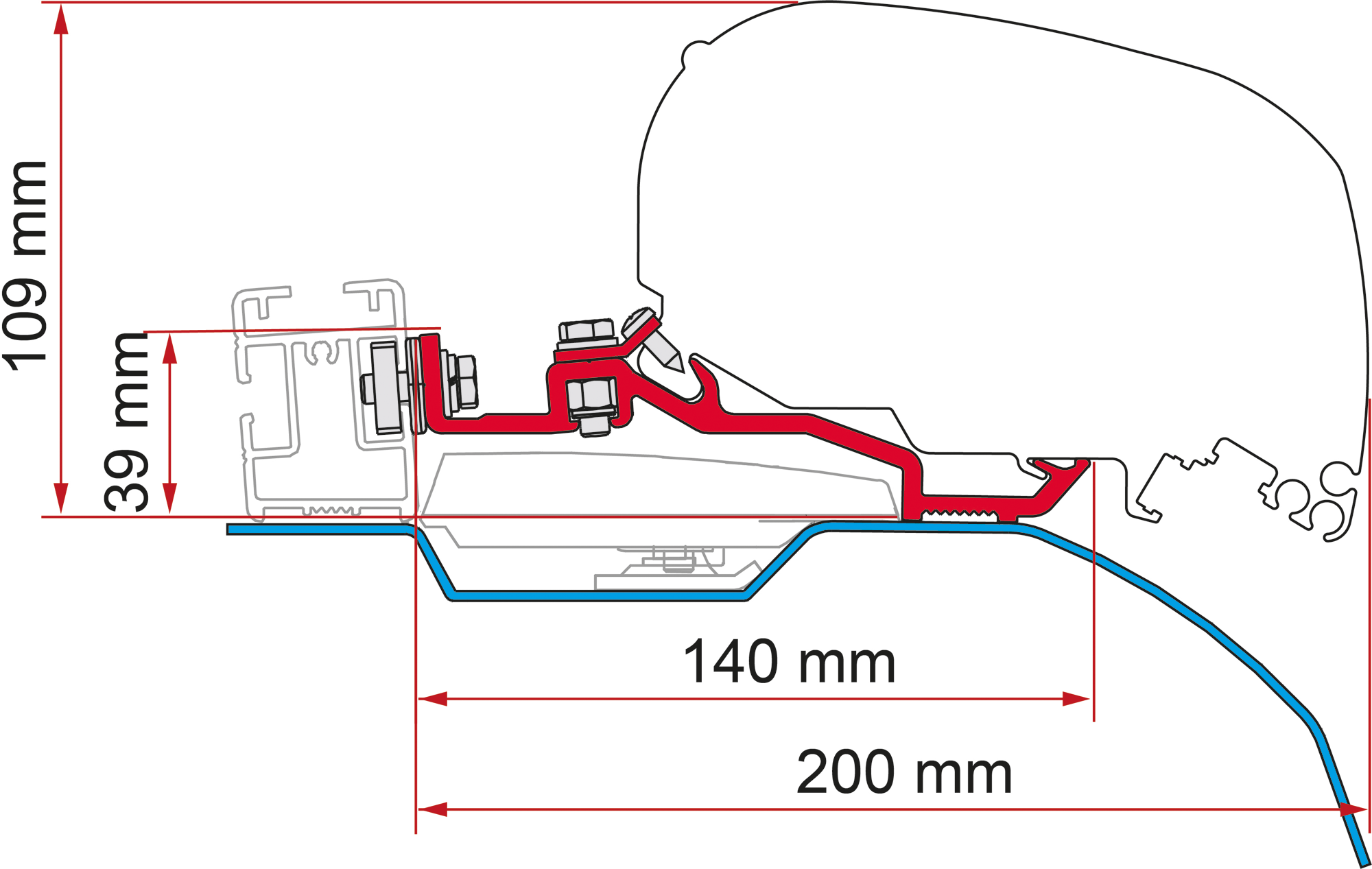 Fiamma Kit Smart Clamp Ducato Markisenadapter für F80s an Ducato ab