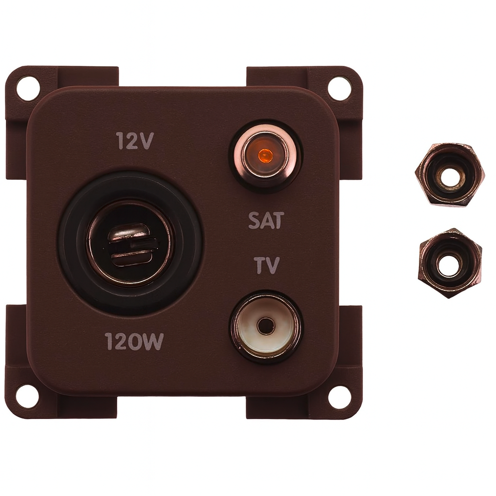 Inprojal System 10.000 Steckdose 12V mit TV und SAT braun - 12 / 24 V Einbausteckdosen