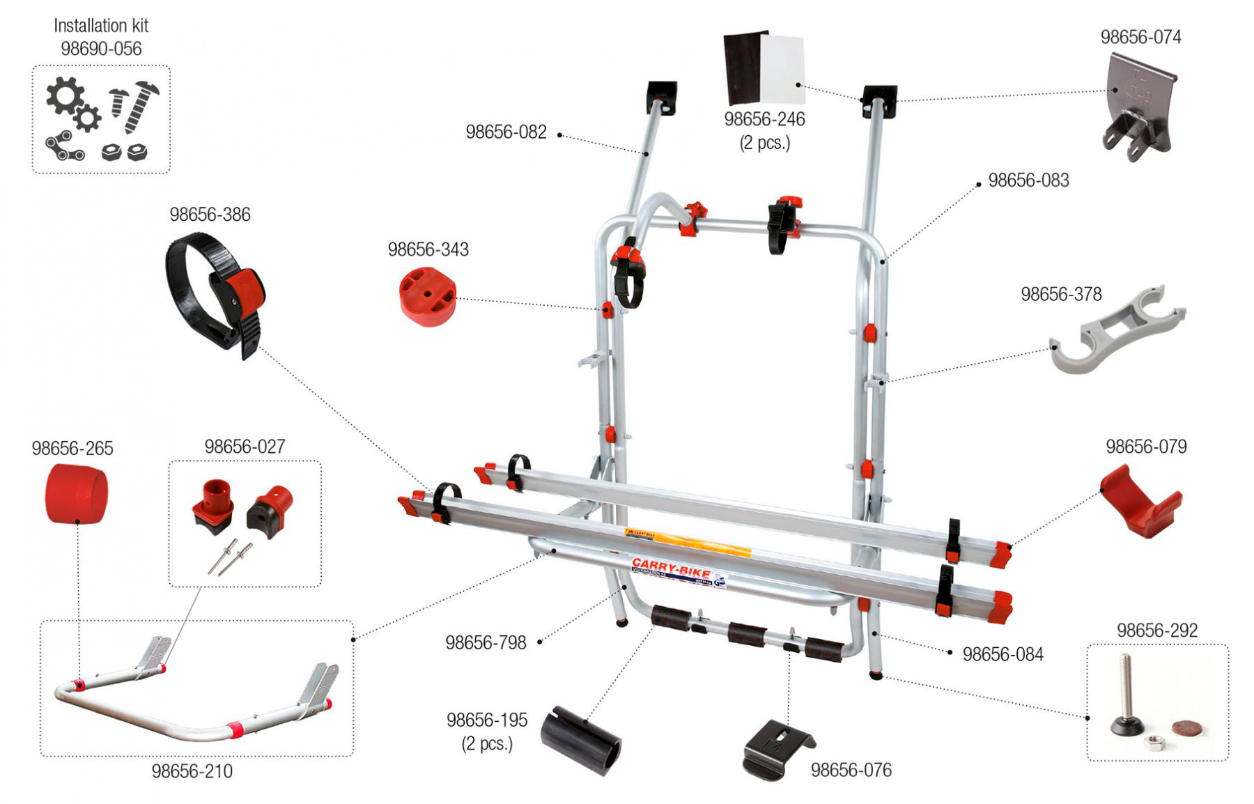 Fiamma Montagesatz für Carry Bike VW T4 Fiamma Artikelnummer