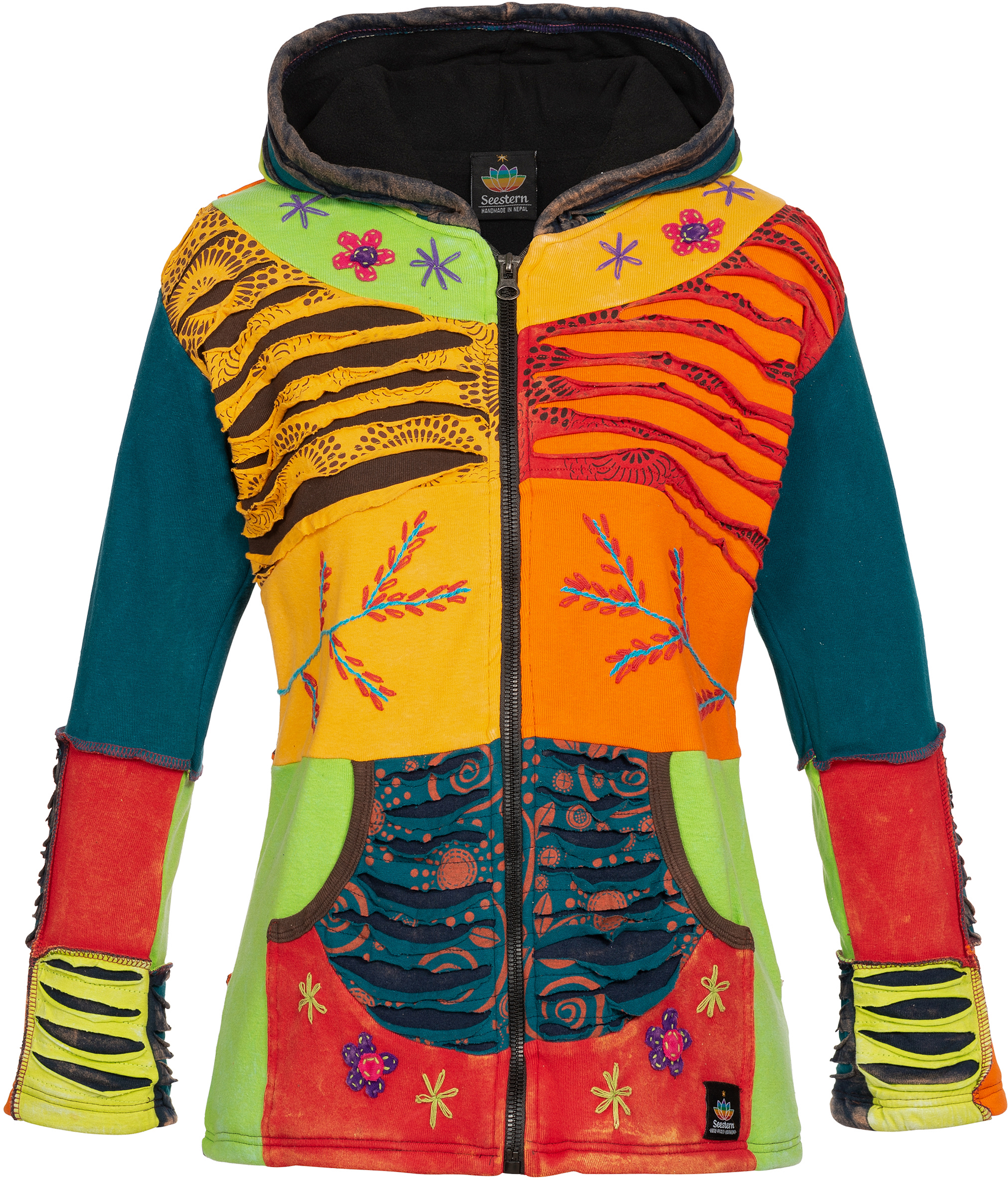 ankerglut Fleecejacke Patchwork Multicolor NUNAVUT II NEW FLOWER POWER