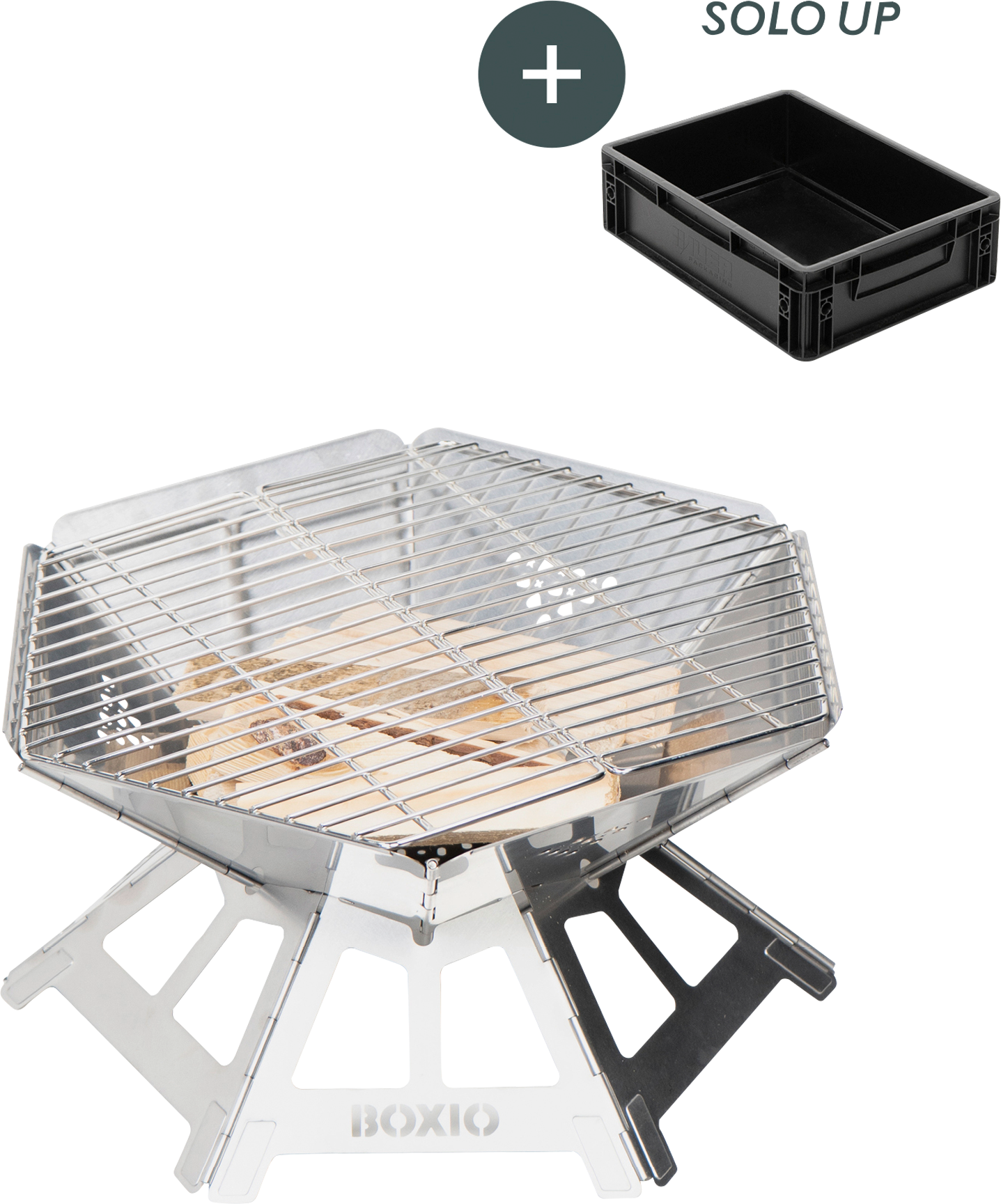 Boxio Fire Set Feuerschale mit Grillrost und Solo Up