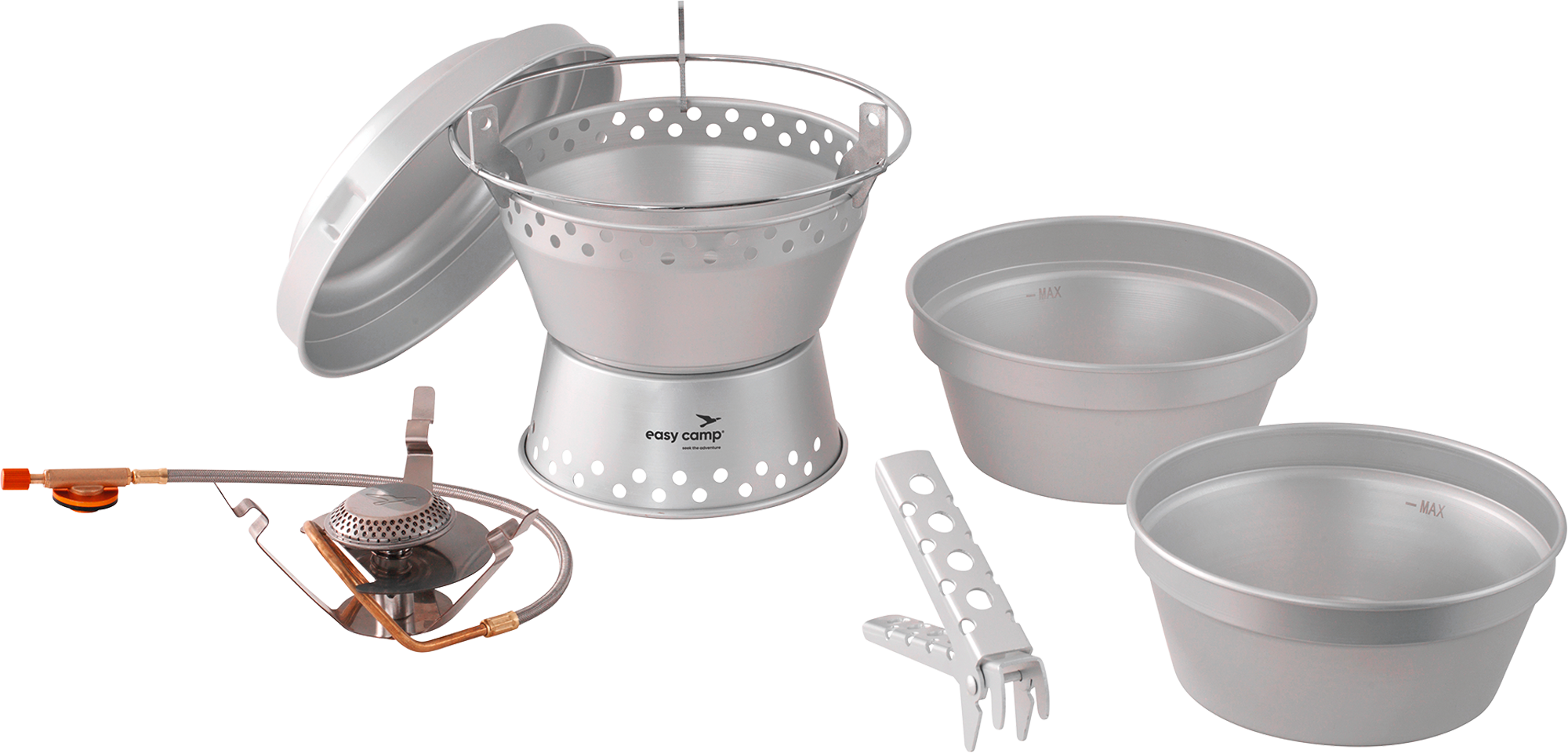 Easy Camp Sturmkocher und Herd-Set mit Windschutz 1600