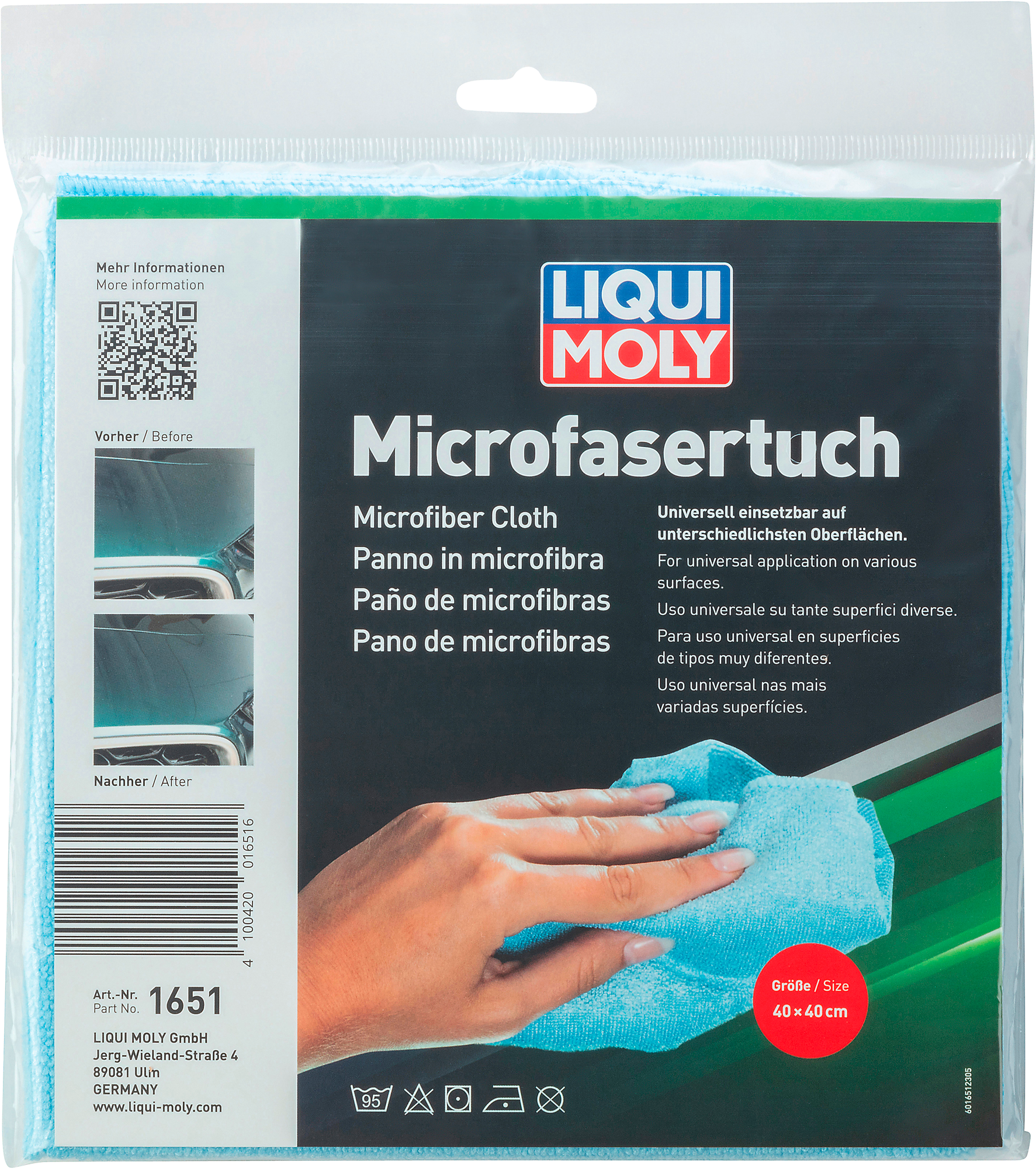 Liqui Moly Microfasertuch streifenfrei 40 x 40 cm hellblau - Bürsten, Schwämme, Tücher