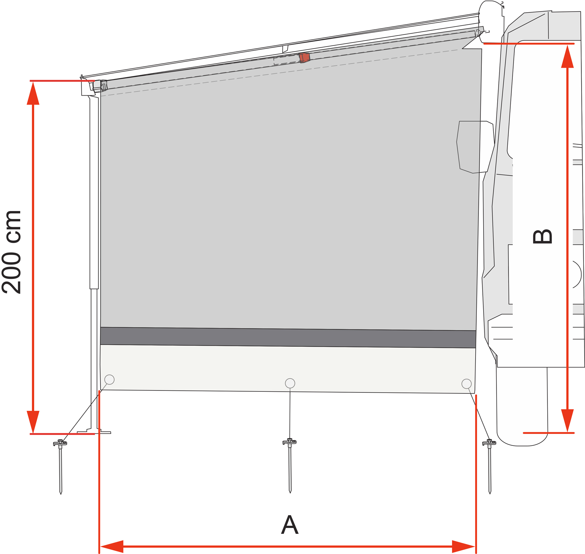 Fiamma Sun View Side Van F43van Seitenwand für Markise passend für F43van ext.