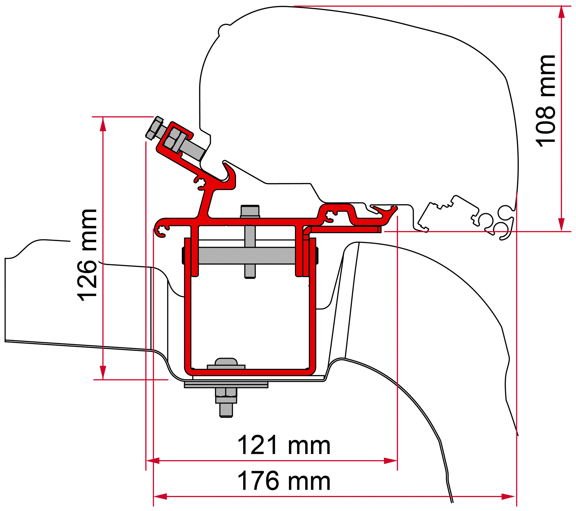 Fiamma Adapter-Kit Dachmarkise F80 für den VW Crafter