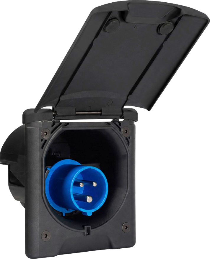 FAWO CEE 17 Einspeisesteckdose Einspeisestecker mit Magnetverschluss 120 x 140 mm schwarz - Außensteckdosen